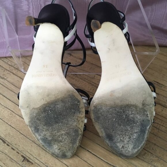 Giorgio Armani Black and White Strappy Sandals Size 36 (US6) - Picture 9 of 9